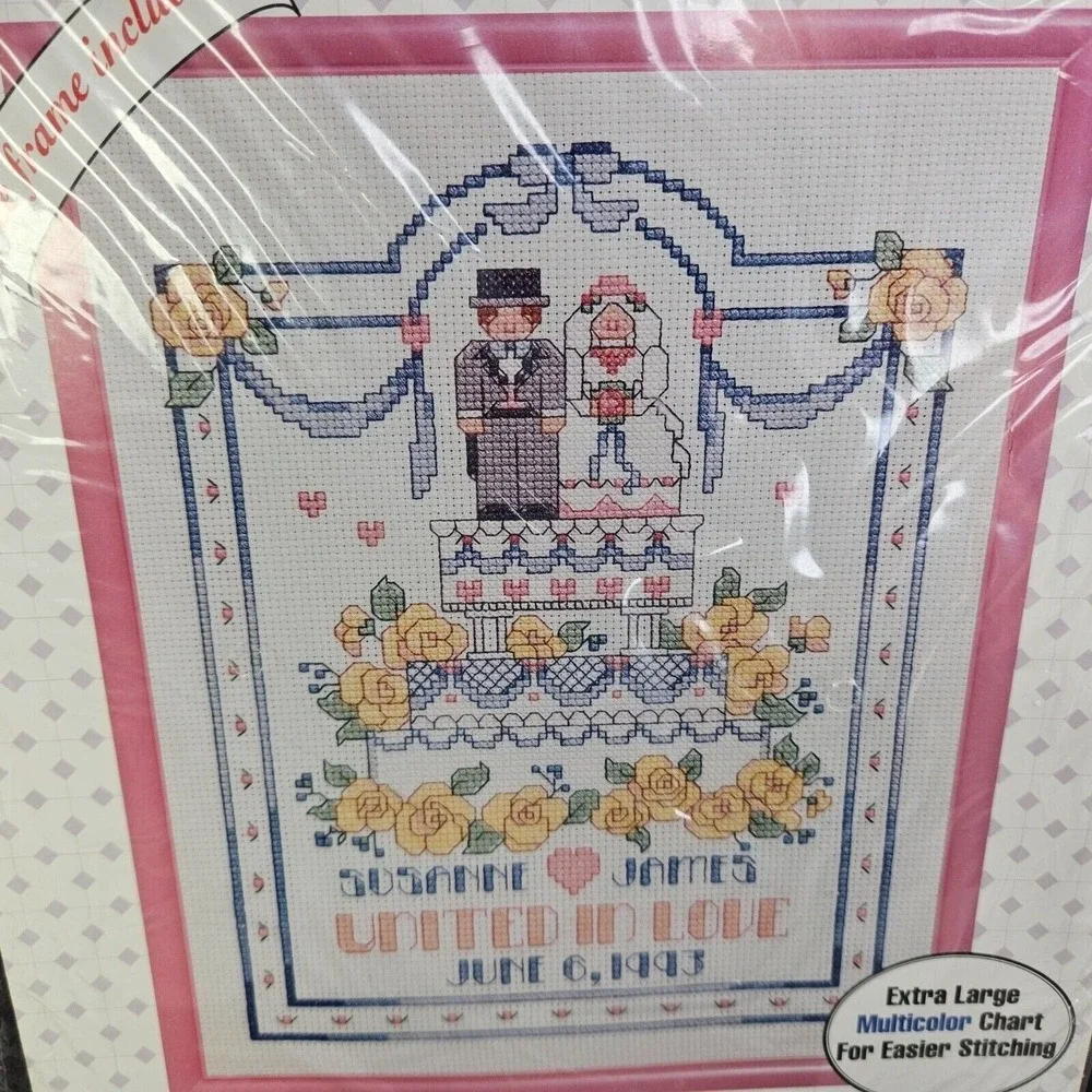 Bucilla‎ Wedding Sampler Counted Cross Stitch Kit Frame Included Personalize New